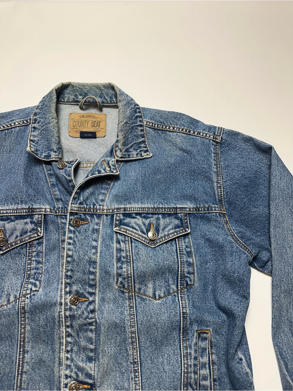 Vintage 90s County Seat Denim Trucker Jacket Made In Hong Kong 100% Cotton XL - Picture 5 of 9